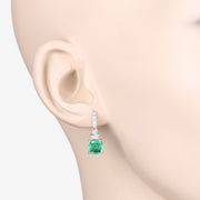 Bids.com 2.72 Carat Genuine Ethiopian Emerald and White Diamond 14K Yellow Gold Earrings Earrings Antique White