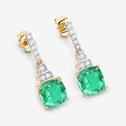 Bids.com 2.72 Carat Genuine Ethiopian Emerald and White Diamond 14K Yellow Gold Earrings Earrings White Smoke