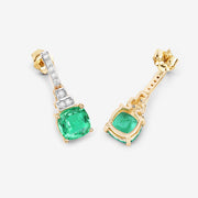 Bids.com 2.72 Carat Genuine Ethiopian Emerald and White Diamond 14K Yellow Gold Earrings Earrings White Smoke