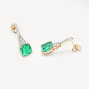 Bids.com 2.72 Carat Genuine Ethiopian Emerald and White Diamond 14K Yellow Gold Earrings Earrings White Smoke