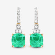 Bids.com 2.72 Carat Genuine Ethiopian Emerald and White Diamond 14K Yellow Gold Earrings Earrings White Smoke