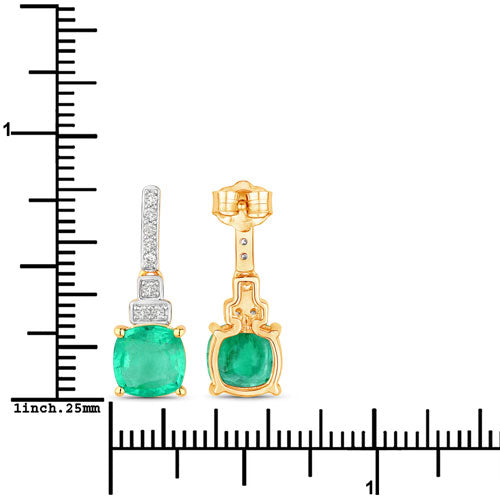 Bids.com 2.72 Carat Genuine Ethiopian Emerald and White Diamond 14K Yellow Gold Earrings Earrings White Smoke