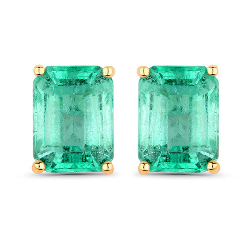 Bids.com 2.75 Carat Genuine Ethiopian Emerald 14K Yellow Gold Earrings Earrings White Smoke Default Title