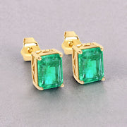 Bids.com 2.75 Carat Genuine Ethiopian Emerald 14K Yellow Gold Earrings Earrings Gray