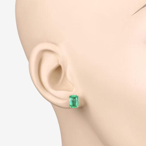 Bids.com 2.75 Carat Genuine Ethiopian Emerald 14K Yellow Gold Earrings Earrings Antique White