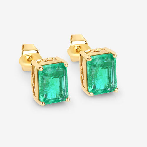 Bids.com 2.75 Carat Genuine Ethiopian Emerald 14K Yellow Gold Earrings Earrings White Smoke