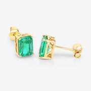 Bids.com 2.75 Carat Genuine Ethiopian Emerald 14K Yellow Gold Earrings Earrings White Smoke