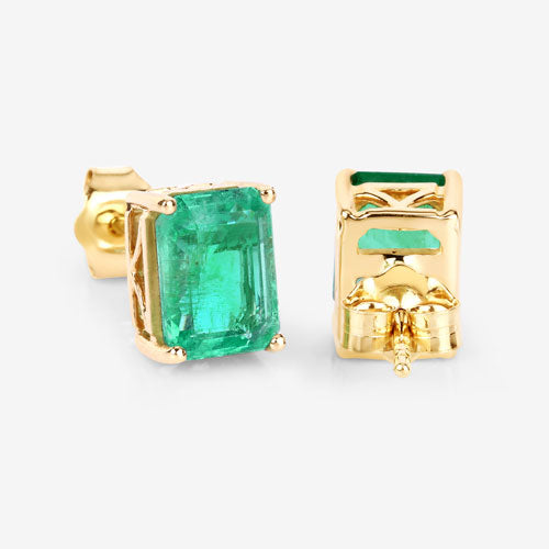Bids.com 2.75 Carat Genuine Ethiopian Emerald 14K Yellow Gold Earrings Earrings White Smoke