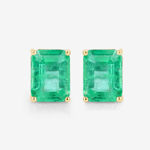 Bids.com 2.75 Carat Genuine Ethiopian Emerald 14K Yellow Gold Earrings Earrings White Smoke
