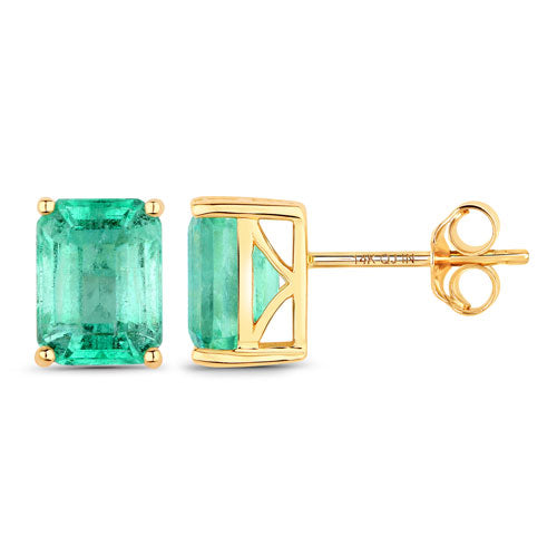 Bids.com 2.75 Carat Genuine Ethiopian Emerald 14K Yellow Gold Earrings Earrings White Smoke