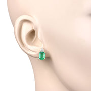 Bids.com 2.87 Carat Genuine Ethiopian Emerald and White Diamond 14K Yellow Gold Earrings Earrings Antique White