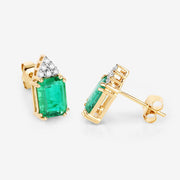 Bids.com 2.87 Carat Genuine Ethiopian Emerald and White Diamond 14K Yellow Gold Earrings Earrings White Smoke