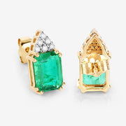 Bids.com 2.87 Carat Genuine Ethiopian Emerald and White Diamond 14K Yellow Gold Earrings Earrings White Smoke