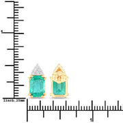 Bids.com 2.87 Carat Genuine Ethiopian Emerald and White Diamond 14K Yellow Gold Earrings Earrings White Smoke