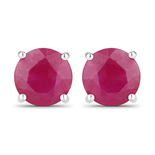 Bids.com 0.86 Carat Genuine Ruby 14K White Gold Earrings Earrings White Smoke Default Title