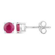 Bids.com 0.86 Carat Genuine Ruby 14K White Gold Earrings Earrings White Smoke
