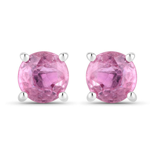 Bids.com 1.30 Carat Genuine Pink Sapphire 10K White Gold Earrings Earrings White Smoke Default Title