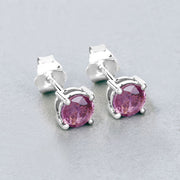 Bids.com 1.30 Carat Genuine Pink Sapphire 10K White Gold Earrings Earrings Gray