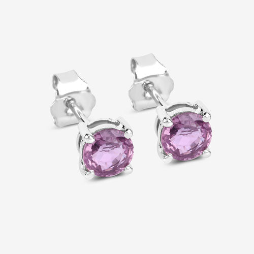 Bids.com 1.30 Carat Genuine Pink Sapphire 10K White Gold Earrings Earrings White Smoke