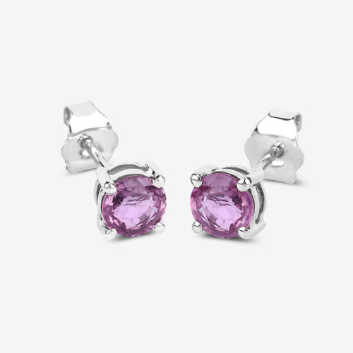 Bids.com 1.30 Carat Genuine Pink Sapphire 10K White Gold Earrings Earrings White Smoke