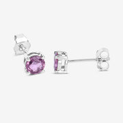 Bids.com 1.30 Carat Genuine Pink Sapphire 10K White Gold Earrings Earrings White Smoke