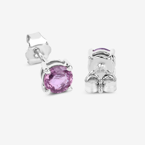 Bids.com 1.30 Carat Genuine Pink Sapphire 10K White Gold Earrings Earrings White Smoke