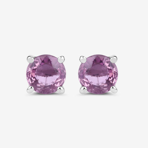 Bids.com 1.30 Carat Genuine Pink Sapphire 10K White Gold Earrings Earrings White Smoke