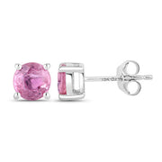 Bids.com 1.30 Carat Genuine Pink Sapphire 10K White Gold Earrings Earrings White Smoke