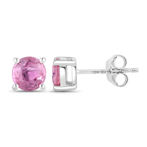 Bids.com 1.30 Carat Genuine Pink Sapphire 10K White Gold Earrings Earrings White Smoke