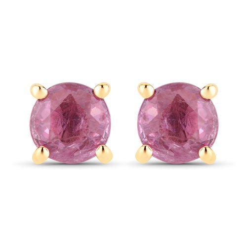 Bids.com 1.30 Carat Genuine Pink Sapphire 10K Yellow Gold Earrings Earrings White Smoke Default Title
