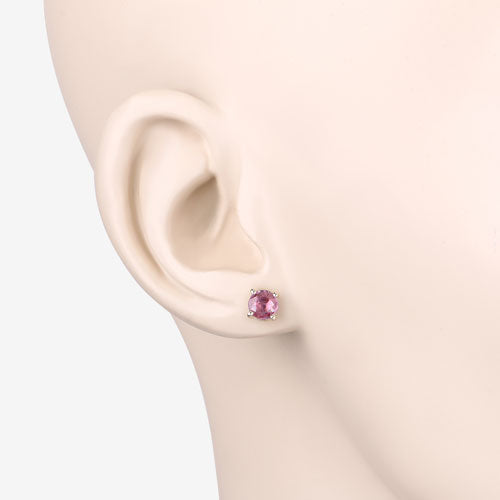 Bids.com 1.30 Carat Genuine Pink Sapphire 10K Yellow Gold Earrings Earrings Antique White
