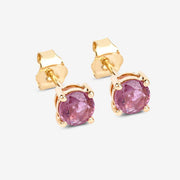 Bids.com 1.30 Carat Genuine Pink Sapphire 10K Yellow Gold Earrings Earrings White Smoke