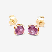 Bids.com 1.30 Carat Genuine Pink Sapphire 10K Yellow Gold Earrings Earrings White Smoke