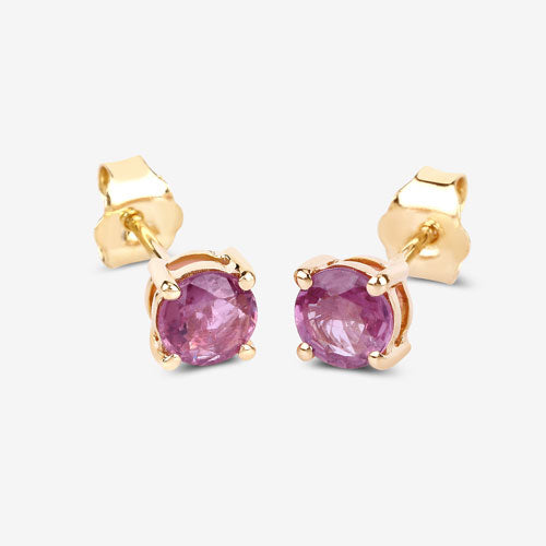 Bids.com 1.30 Carat Genuine Pink Sapphire 10K Yellow Gold Earrings Earrings White Smoke