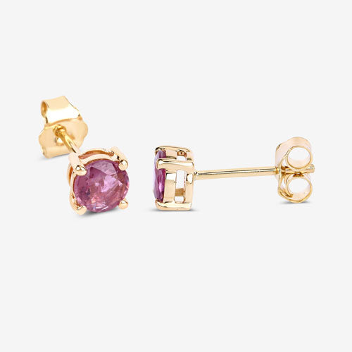 Bids.com 1.30 Carat Genuine Pink Sapphire 10K Yellow Gold Earrings Earrings White Smoke