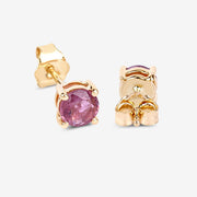 Bids.com 1.30 Carat Genuine Pink Sapphire 10K Yellow Gold Earrings Earrings White Smoke