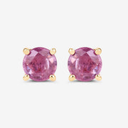 Bids.com 1.30 Carat Genuine Pink Sapphire 10K Yellow Gold Earrings Earrings White Smoke