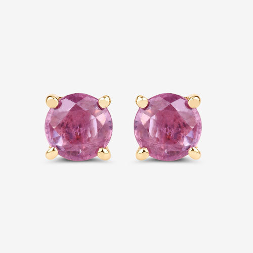 Bids.com 1.30 Carat Genuine Pink Sapphire 10K Yellow Gold Earrings Earrings White Smoke