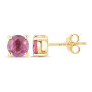 Bids.com 1.30 Carat Genuine Pink Sapphire 10K Yellow Gold Earrings Earrings White Smoke
