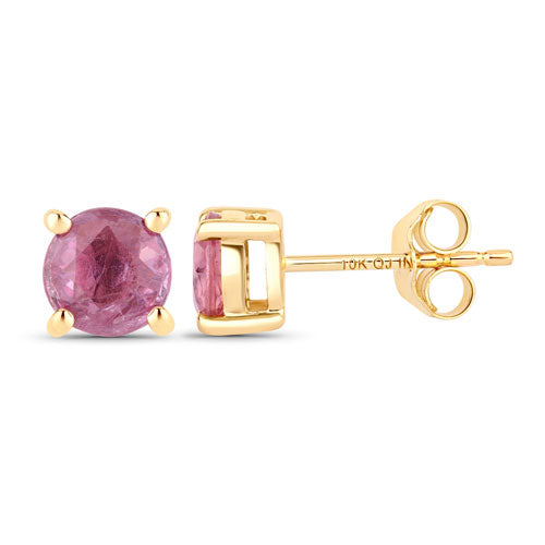 Bids.com 1.30 Carat Genuine Pink Sapphire 10K Yellow Gold Earrings Earrings White Smoke