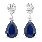 Bids.com 2.76 Carat Genuine Blue Sapphire and White Diamond 10K White Gold Earrings Earrings White Smoke Default Title