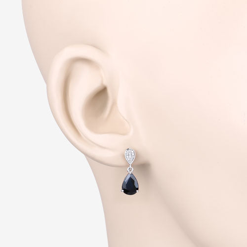 Bids.com 2.76 Carat Genuine Blue Sapphire and White Diamond 10K White Gold Earrings Earrings Antique White