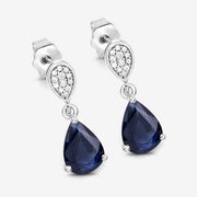 Bids.com 2.76 Carat Genuine Blue Sapphire and White Diamond 10K White Gold Earrings Earrings White Smoke
