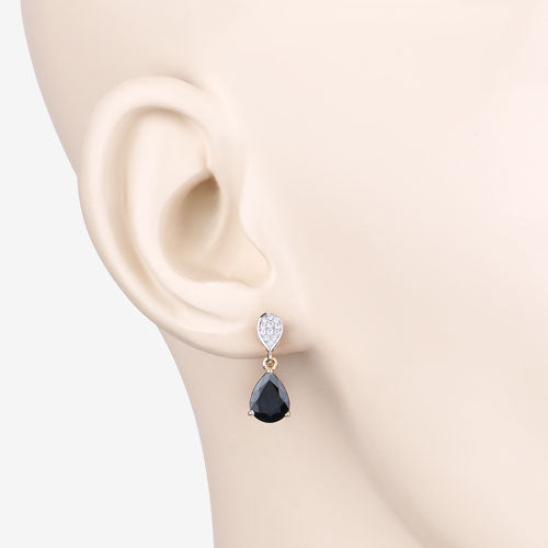 Bids.com 2.76 Carat Genuine Blue Sapphire and White Diamond 10K Yellow Gold Earrings Earrings Misty Rose