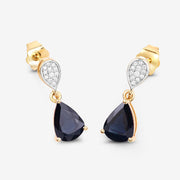 Bids.com 2.76 Carat Genuine Blue Sapphire and White Diamond 10K Yellow Gold Earrings Earrings White Smoke
