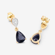 Bids.com 2.76 Carat Genuine Blue Sapphire and White Diamond 10K Yellow Gold Earrings Earrings White Smoke