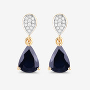 Bids.com 2.76 Carat Genuine Blue Sapphire and White Diamond 10K Yellow Gold Earrings Earrings White Smoke