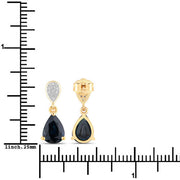 Bids.com 2.76 Carat Genuine Blue Sapphire and White Diamond 10K Yellow Gold Earrings Earrings White Smoke