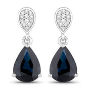 Bids.com 2.76 Carat Genuine Blue Sapphire and White Diamond 14K White Gold Earrings Earrings White Smoke Default Title