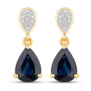 Bids.com 2.76 Carat Genuine Blue Sapphire and White Diamond 14K Yellow Gold Earrings Earrings White Smoke Default Title